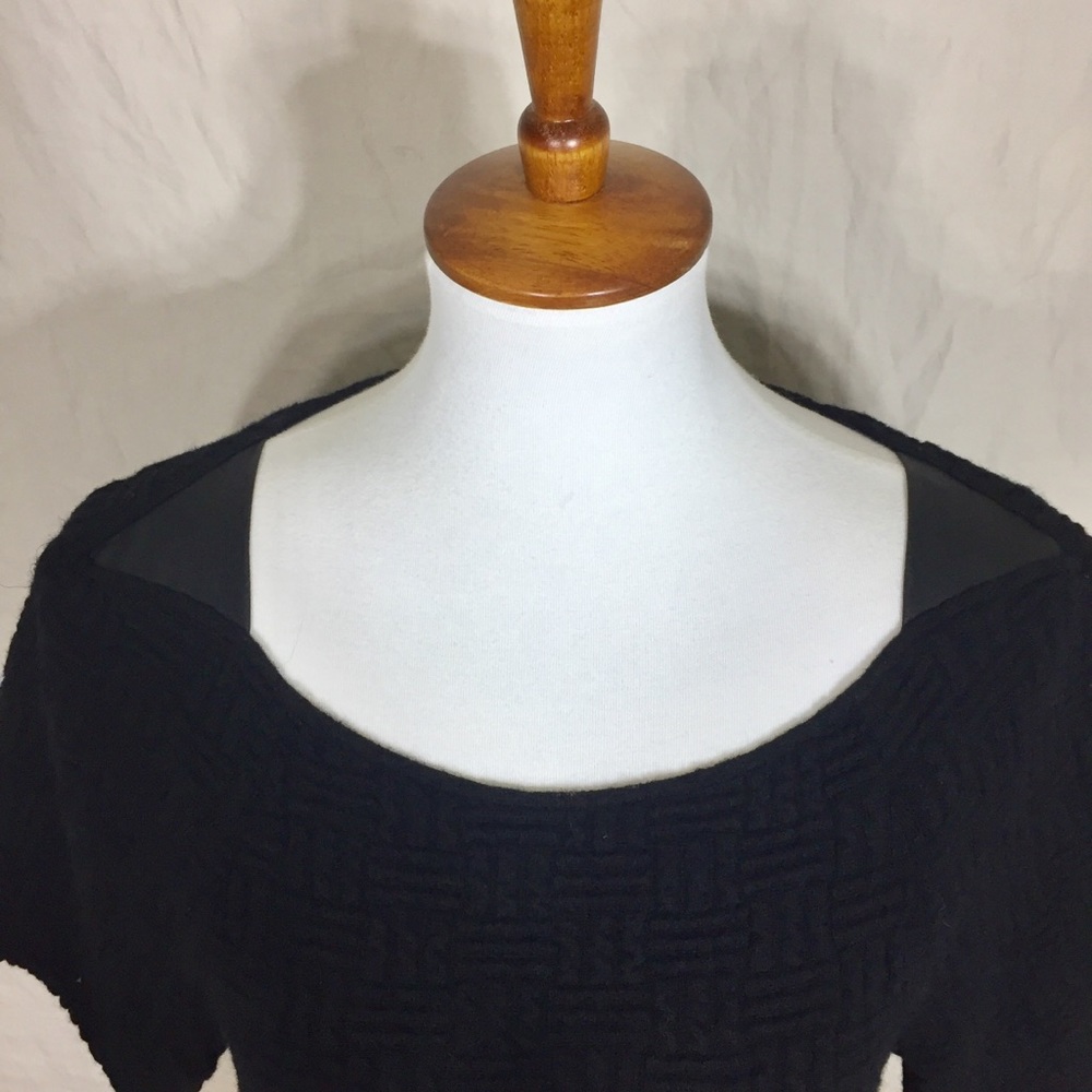 7FAMK Jacquard Black Crop Top with Leather Accents - Picture 3 of 7